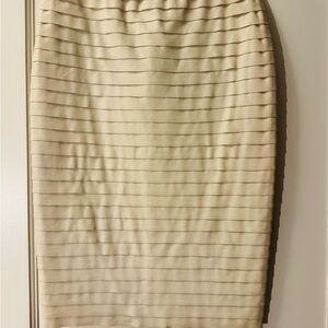 BCBGMaxAzria Cream Pencil Skirt -Faux leather